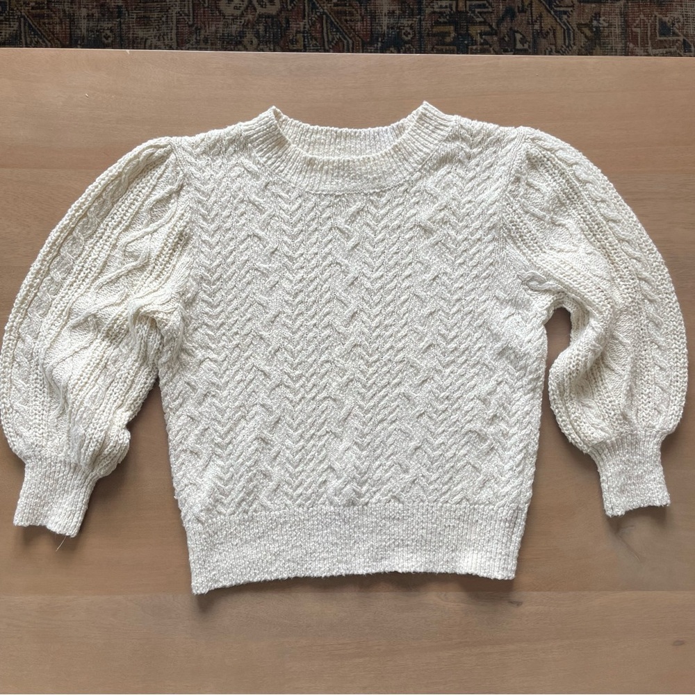 Free People Cream Cable Knit Sweater